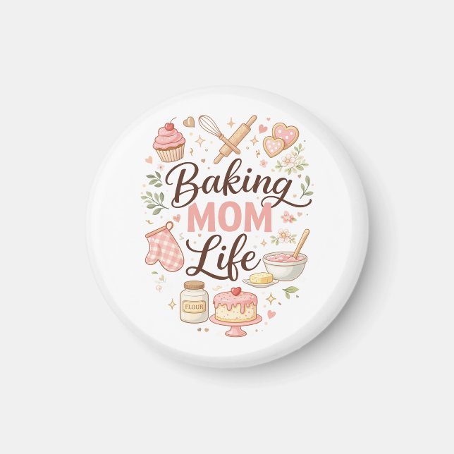 Baking Mom Life Magnet - Cute Pastel Kitchen Fridg (Framsidan)