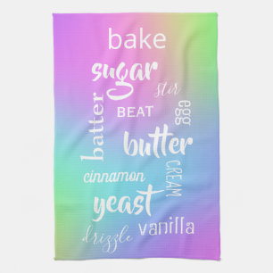 Baking Ord Pastel Rainbow Kitchen Towel Kökshandduk