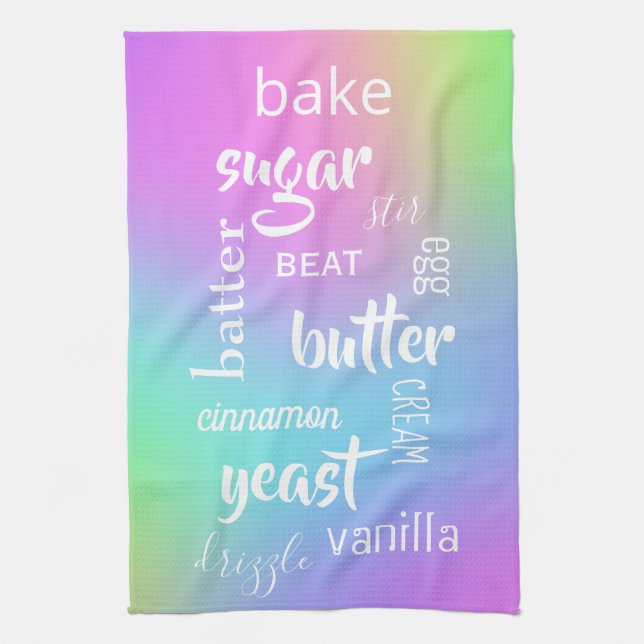 Baking Ord Pastel Rainbow Kitchen Towel Kökshandduk (Vertikal)