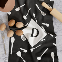Baking Pappa Monogram Black Kitchen Towel