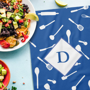 Baking Pappa Monogram Blue Kitchen Towel Kökshandduk