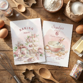 Baking Party Birthday Girls | Elegant Soft Pastel Inbjudningar