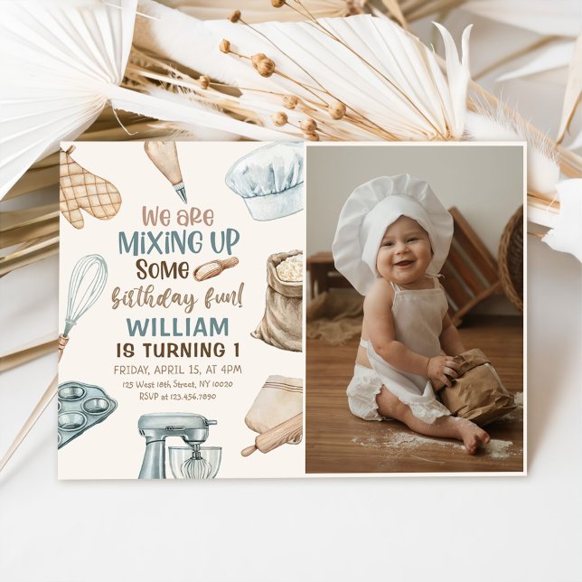 Baking Party Boy Kids Cooking Birthday Photo Inbjudningar (Skapare uppladdad)