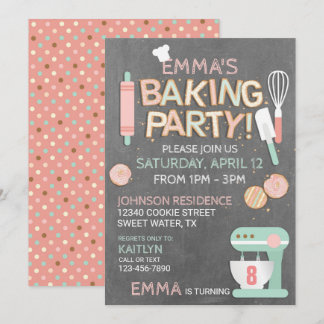 Baking Party Cookie Brev Birthday Inbjudningar