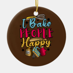 Baking Pastry Chef Baker I Bake People Lycklig Julgransprydnad Keramik