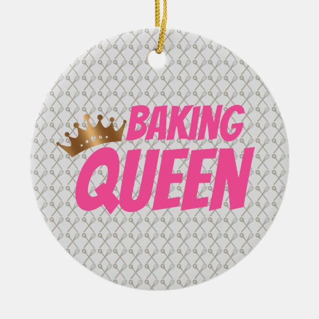 Baking Queen Mönster for Cake and Sweets Älskare Julgransprydnad Keramik (Framsidan)