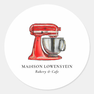 Baking Red Whisk Caterer Pastry Chef Runt Klistermärke