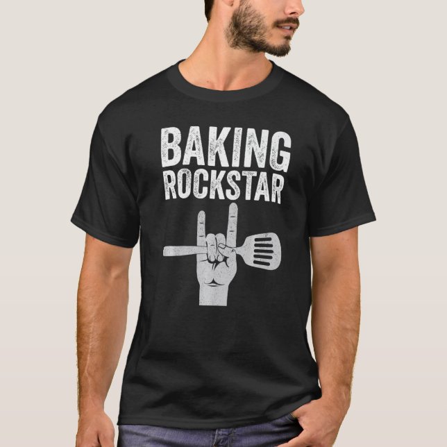 Baking rockstar, funny baker, pastry chef, baking  t shirt (Framsida)