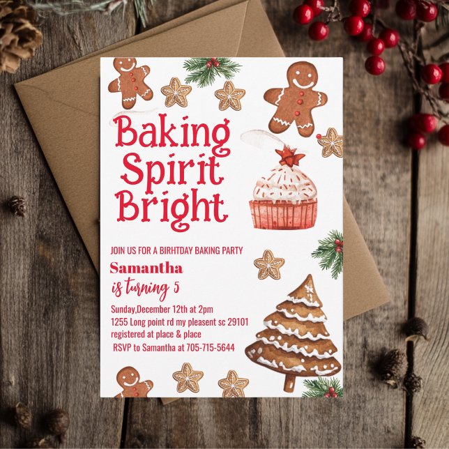 Baking Spirit Bright Christmas Cookie Birthday Inbjudningar (Skapare uppladdad)