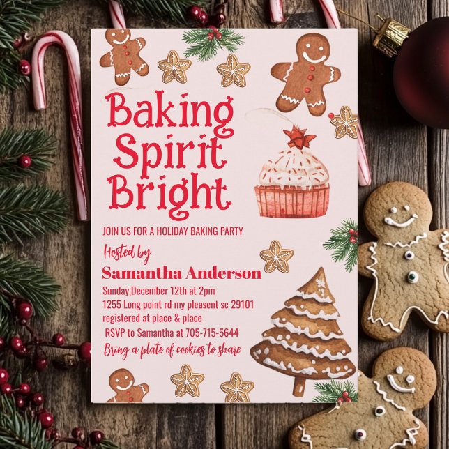 Baking Spirit Bright | Jul Cookie Exchange Inbjudningar (Skapare uppladdad)