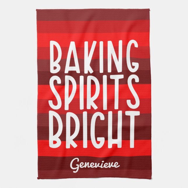 Baking Spirits Bright | Anpassningsbar för Helgdag Kökshandduk (Vertikal)