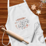 Baking Spirits Bright Apron Förkläde<br><div class="desc">Den här söta rosa vattenfärgen,  "Skapar Spirits Bright"-plattan skulle göra en underbar julklapp! Para med en matchande kökshandduk eller min,  "Tack för att du är så söt" mugg-design för en speciell extra-gåva!</div>