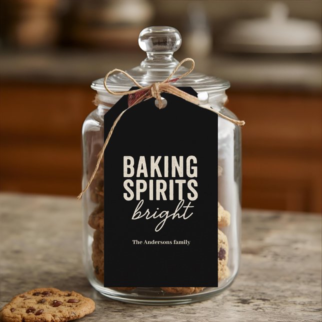 Baking Spirits Bright Black Christmas Presentetikett (Skapare uppladdad)
