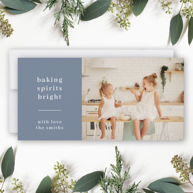 Baking Spirits Bright | Blått Grått Roligt Kids Ph Julkort (Share your sweet holiday spirit with a modern Baking Spirits Bright card by Guava)