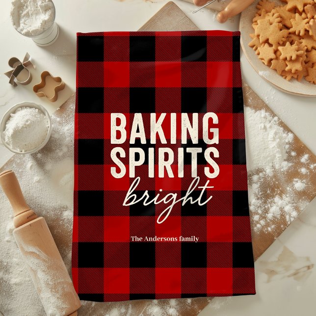 Baking Spirits Bright Buffalo Plaid Christmas Kökshandduk (Skapare uppladdad)