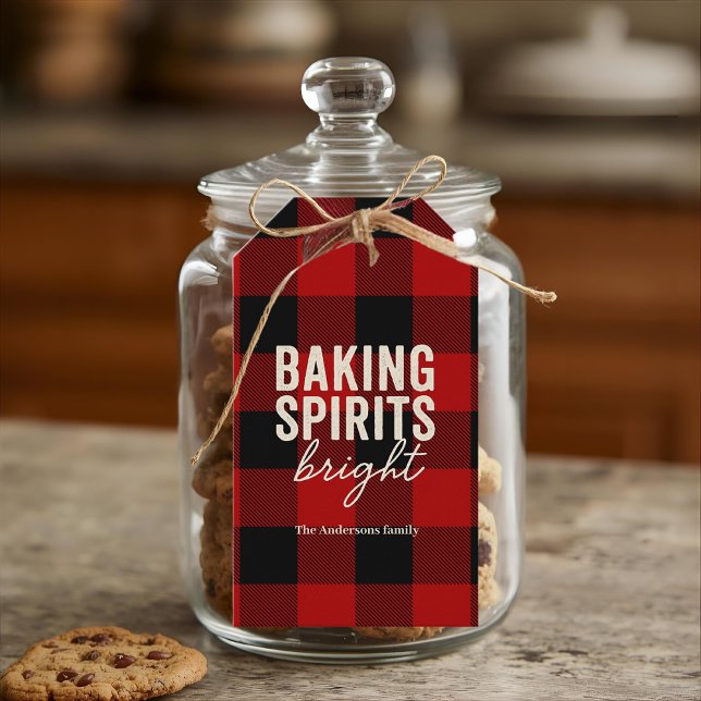 Baking Spirits Bright Buffalo Plaid Christmas Presentetikett (Skapare uppladdad)