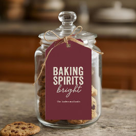 Baking Spirits Bright Burgundy Christmas Presentetikett