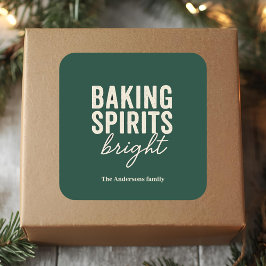 “Baking Spirits Bright Christmas Fyrkantigt Klistermärke