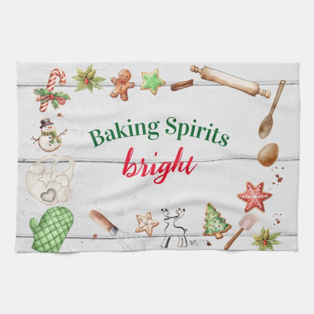 Baking Spirits Bright Christmas Kökshandduk (Horisontell)