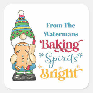 Baking Spirits Bright Cookie-Helgdag Fyrkantigt Klistermärke