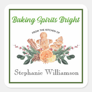 Baking Spirits Bright Food Gift "from Kitchen of" Fyrkantigt Klistermärke