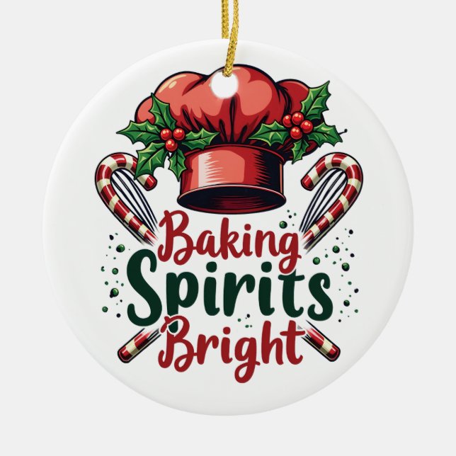 Baking Spirits Bright Funny Baking Chef Baker Julgransprydnad Keramik (Framsidan)