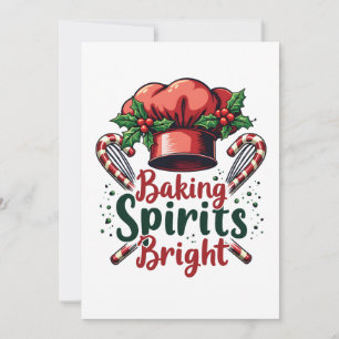 Baking Spirits Bright Funny Baking Chef Baker Julkort