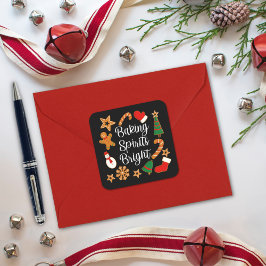 Baking Spirits Bright Gingertea jul-cookie Fyrkantigt Klistermärke