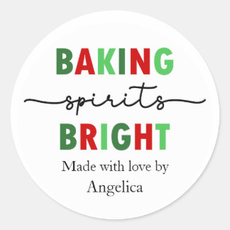 Baking Spirits Bright Gjorda med kärlek jul Runt Klistermärke