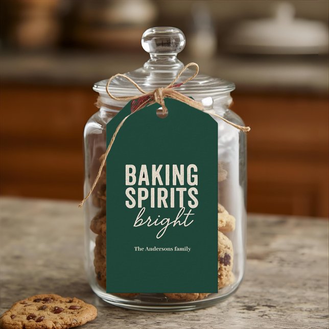 “Baking Spirits Bright Green Holiday Presentetikett (Skapare uppladdad)