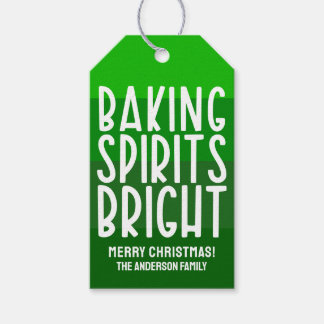 Baking Spirits Bright | Grönt - strimlad jul Presentetikett