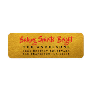 Baking Spirits Bright Guld Helgdag-etikett Returadress Etikett