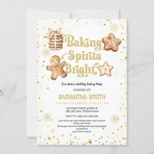 Baking Spirits Bright Guld jul Baking Party Inbjudningar