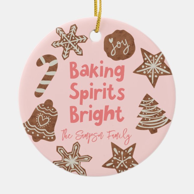 Baking Spirits Bright Helgdag Cookies Rosa Julgransprydnad Keramik (Framsidan)