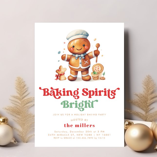 Baking Spirits Bright Helgdag jul Bake Party Inbjudningar (Baking Spirits Bright Holiday Christmas Bake Party Invitation)