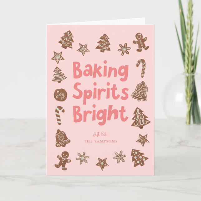 Baking Spirits Bright jul Cookies Rosa Helgkort (Framsida)