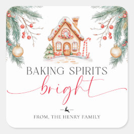 Baking Spirits Bright jul Gift Märkre Stickers Fyrkantigt Klistermärke