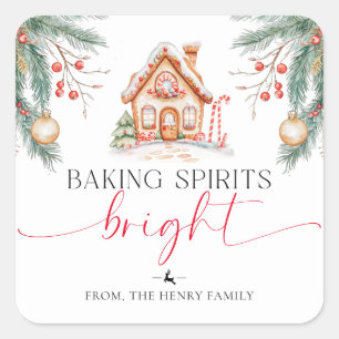 Baking Spirits Bright jul Gift Märkre Stickers Fyrkantigt Klistermärke
