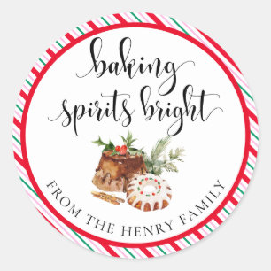 Baking Spirits Bright jul Gift Märkre Stickers Runt Klistermärke