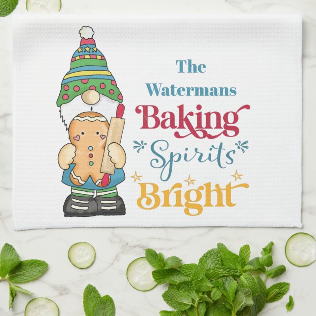 Baking Spirits Bright jul Helgdag Monogram Kökshandduk (Vikta)