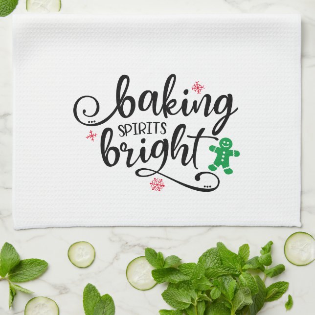 Baking Spirits Bright | Julens Helgdag Roligt Kökshandduk (Vikta)