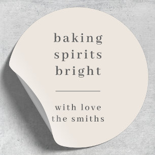 Baking Spirits Bright   Julens Neutralt Naturlig Runt Klistermärke