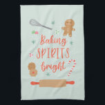 Baking Spirits Bright Kökshandduk<br><div class="desc">Den här helgdag kökshandduk har söta julillustrationer med ett lustigt budskap.</div>