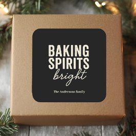 Baking Spirits Bright | Modern Black Christmas  Fyrkantigt Klistermärke