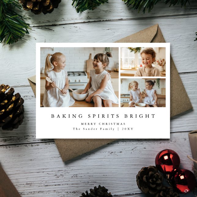 Baking Spirits Bright Modern Christmas Photo Card Julkort (Skapare uppladdad)