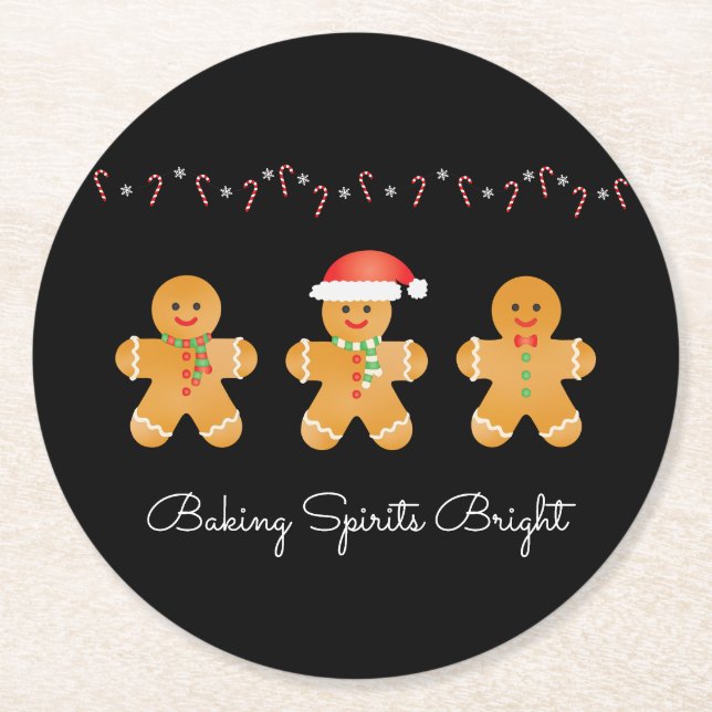 Baking Spirits Bright-Pepparkaksgubbar Underlägg Papper Rund (Framsidan)