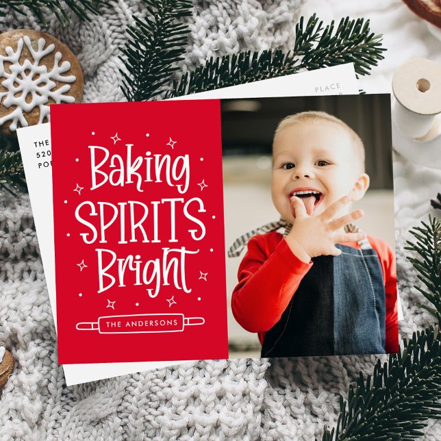 Baking Spirits Bright Red Photo Helg Vykort (Skapare uppladdad)