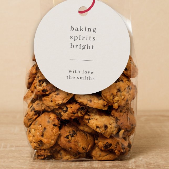 Baking Spirits Bright | Roligt Kids Photo Neutralt Gåvor Etiketter (Minimalist Christmas tags for festive homemade gifting)