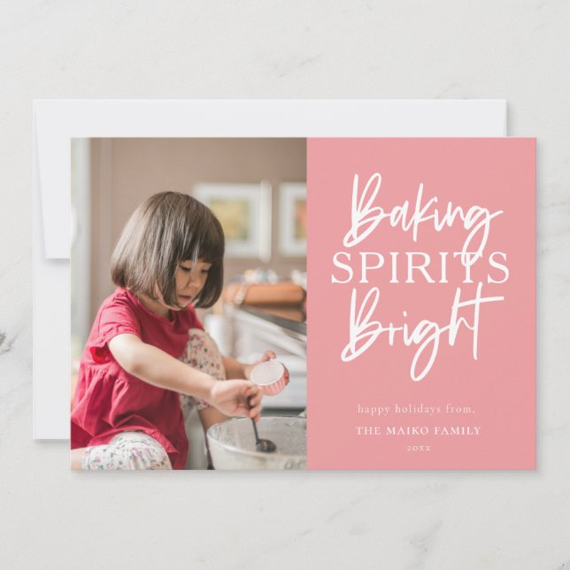 Baking Spirits Bright Rosa Julfoto Julkort (Framsida)