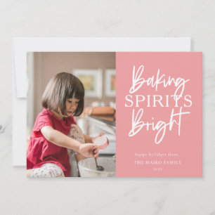 Baking Spirits Bright Rosa Julfoto Julkort